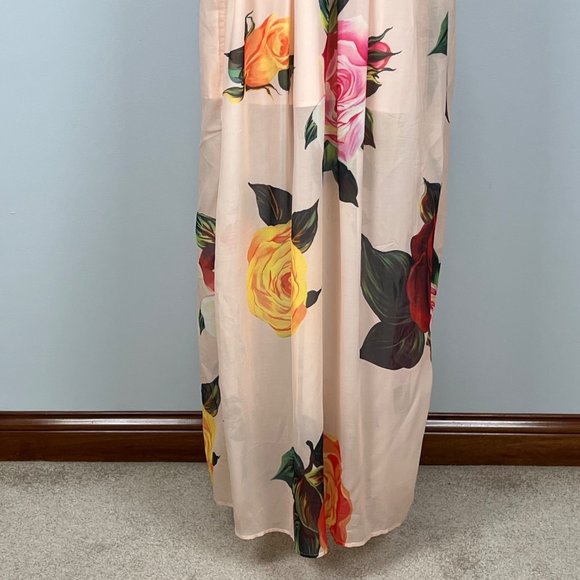 L’Atiste by Amy Peach Floral Chiffon Sleeveless Maxi Dress Open Back size Small - Picture 9 of 16